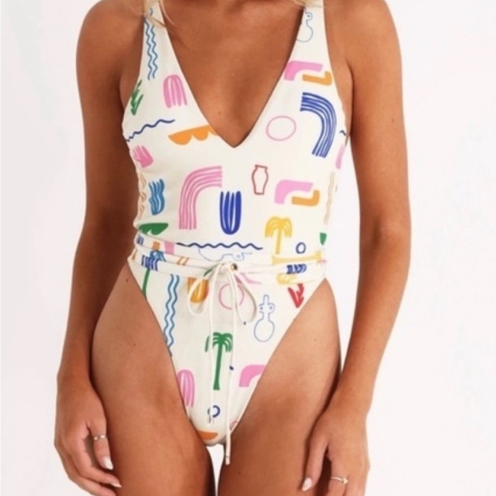 Colorful Patterned Kids One Piece Swimsuit